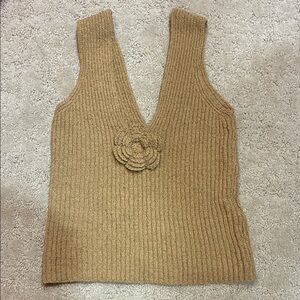 Massimo ditto Tan Knit Sleeveless tank with Flower Detail